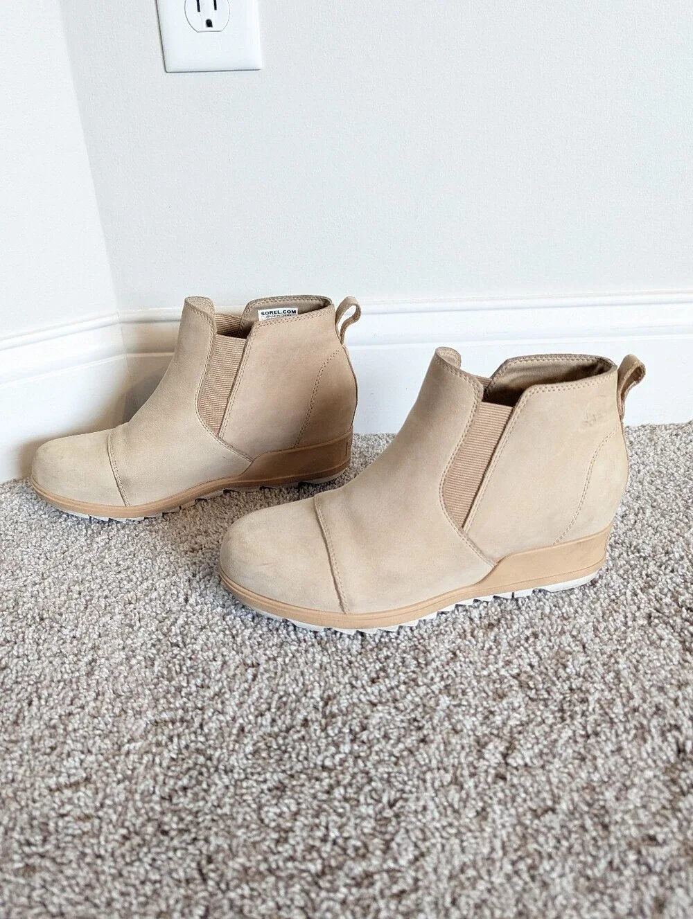 Sorel Evie Pull On Booties - Canoe Sea Salt Tan sz 10